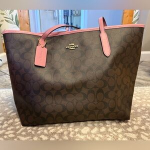 Coach Signature Brown and Pink Tote Bag